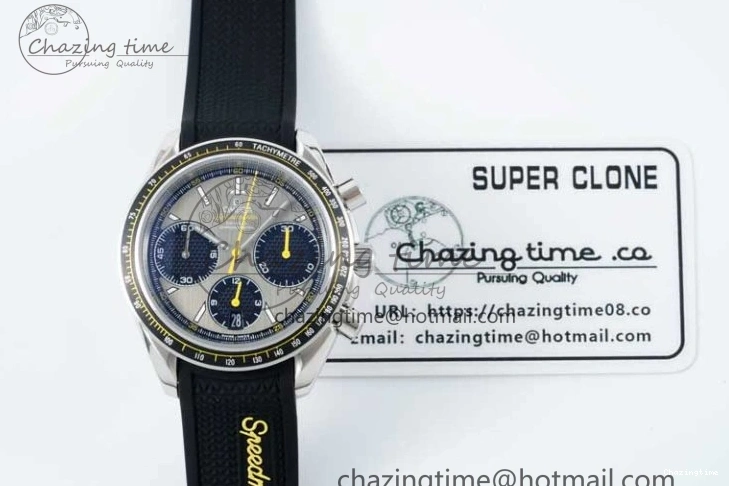 0314 ZipUp Speedmaster Racing Master SS HKF Best Edition Gray Black Dial on Black Rubber Strap A 7811